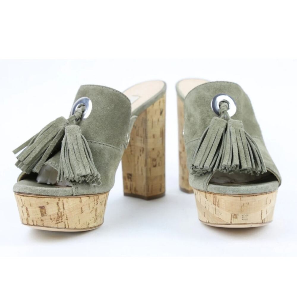 Casadei Sz. 8.5 Suede Cork Peep Toe Wedge Shoes Sandals